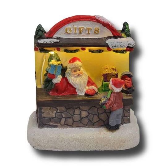 Wizardi 12" Christmas Village Santa's Gift Shop Tabletop Decoration